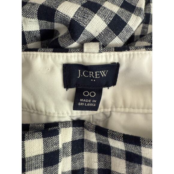J Crew Holland Linen Straight Leg Checkered Pants Ankle Pockets 00 Black White - Picture 7 of 14